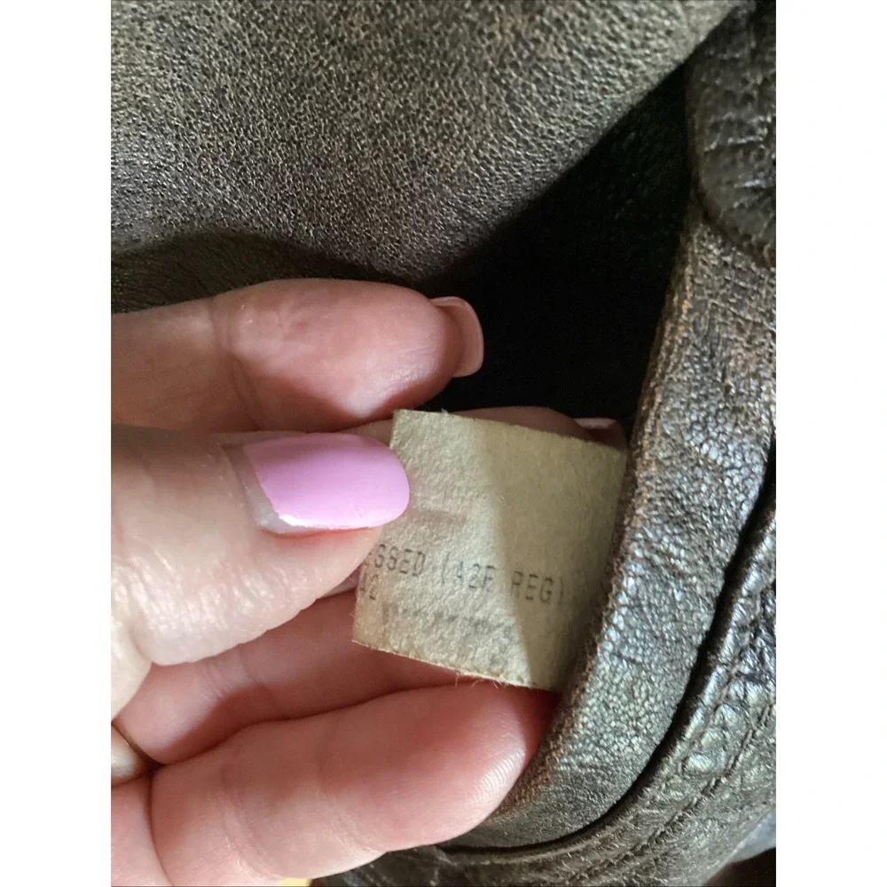 LL‎ Bean Vintage Leather Flight Jacket Brown A-2 Bomber Made in USA Size 42